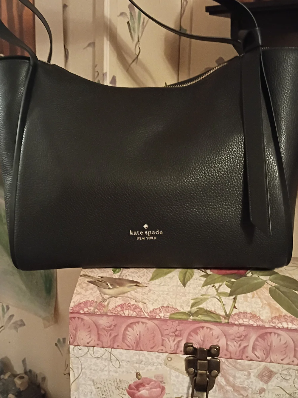 Kate Spade Knot Pebbled Leather Shoulder Bag In Black